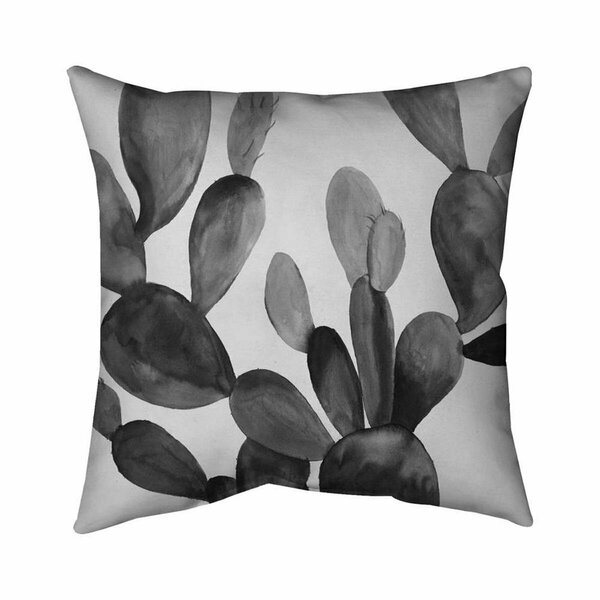 Fondo 26 x 26 in. Greyscale Cactus-Double Sided Print Indoor Pillow FO2795841